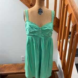 Betsey Johnson Mint Green Smocked Top Babydoll Dress